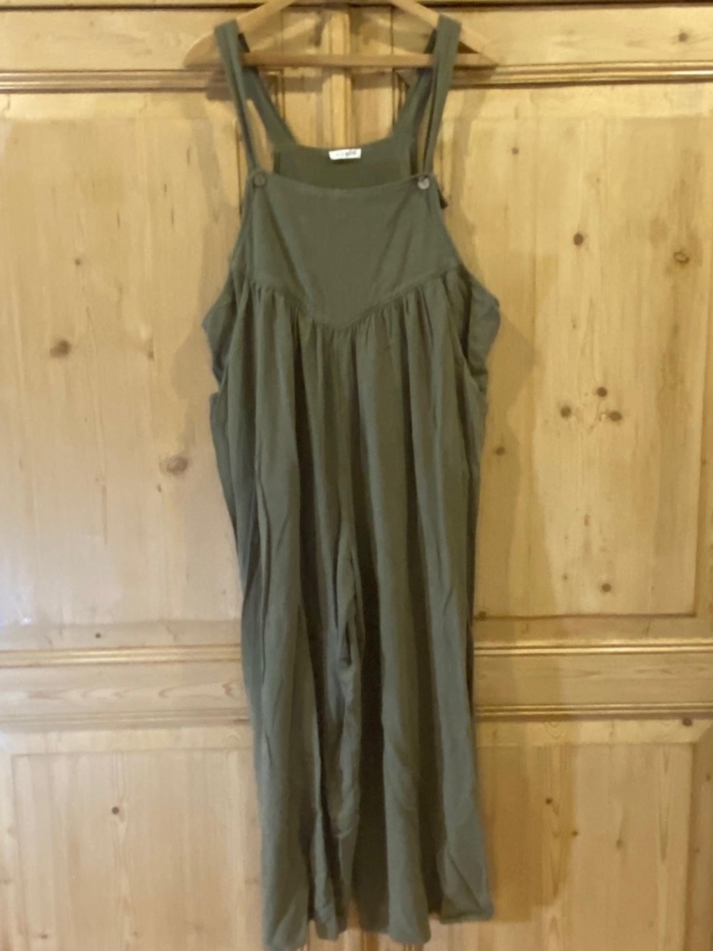 KORI Olive Green Linen Blend Jumpsuit Overalls Size XL